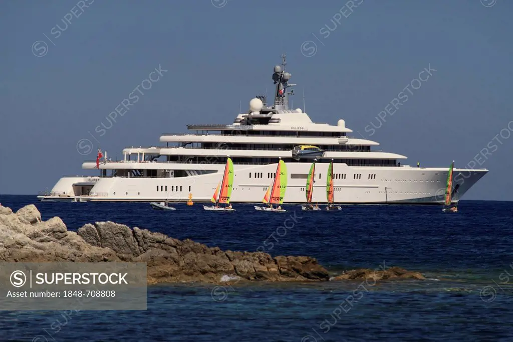 Luxury motor yacht Eclipse, longest yacht in the world, as of 2012, c 163m long, owned by Roman Abramovitch, built by shipyard Blohm + Voss GmbH, deli...