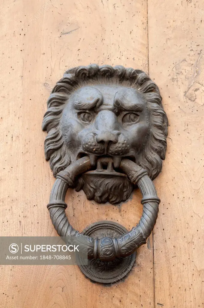 Door knocker in the Via dei Neri, Florence, Tuscany, Italy, Europe