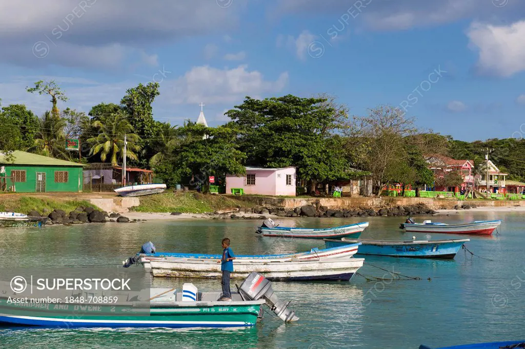 Big Bay, capital of the Caribbean island of Great Corn Island, Caribbean Sea, Nicaragua, Central America