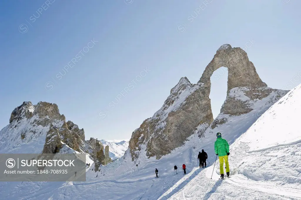 Skiing area, Aiguille Percee, Tignes, Val d'Isere, Savoie, Alps, France, Europe