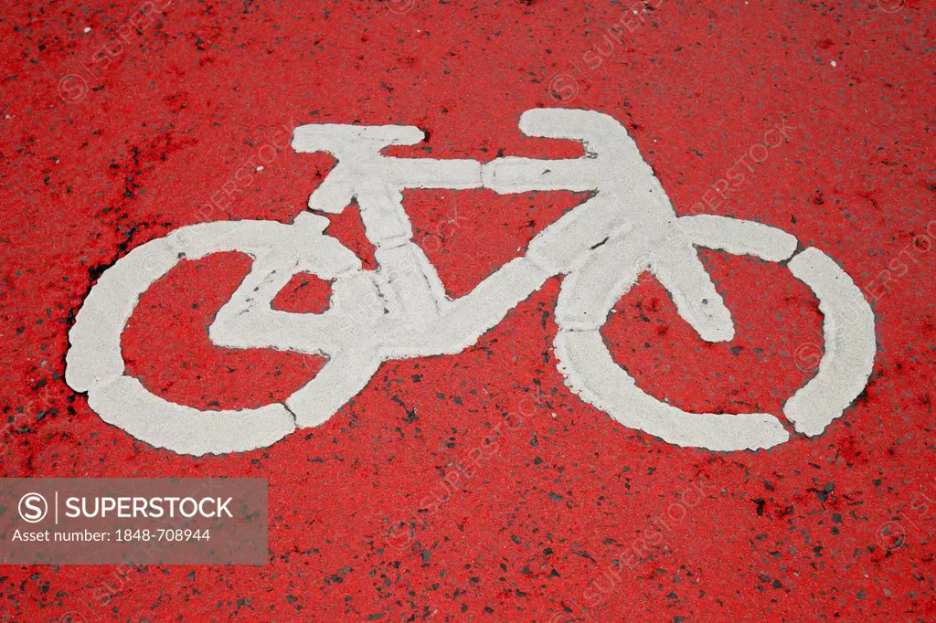 Pictogram, bicycle path, Unna, Ruhr Area, North Rhine-Westphalia, Germany, Europe, PublicGround