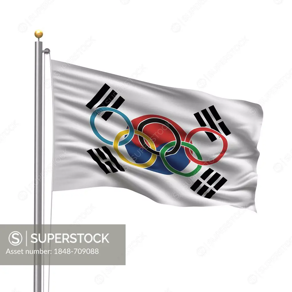 Flag of South Korea with Olympic rings