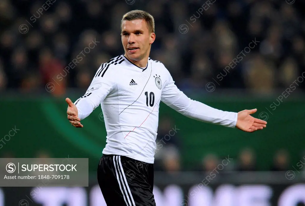 Lukas Podolski, Germany, international football match, friendly match, Germany - Netherlands 3:0, Imtech Arena, Hamburg, Germany, Europe