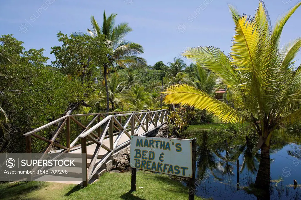 Bed and breakfast hotel in a palm grove, Big Corn Island, Caribbean Sea, Nicaragua, Central America
