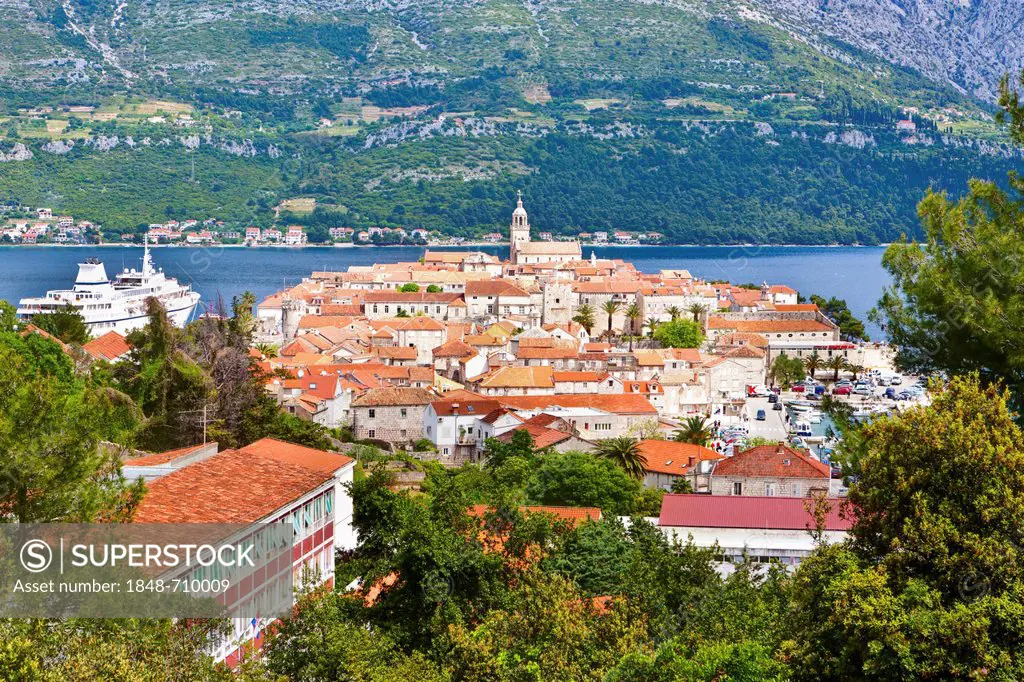 View of Korcula Island, Central Dalmatia, Adriatic coast, Croatia, Europe, PublicGrounds