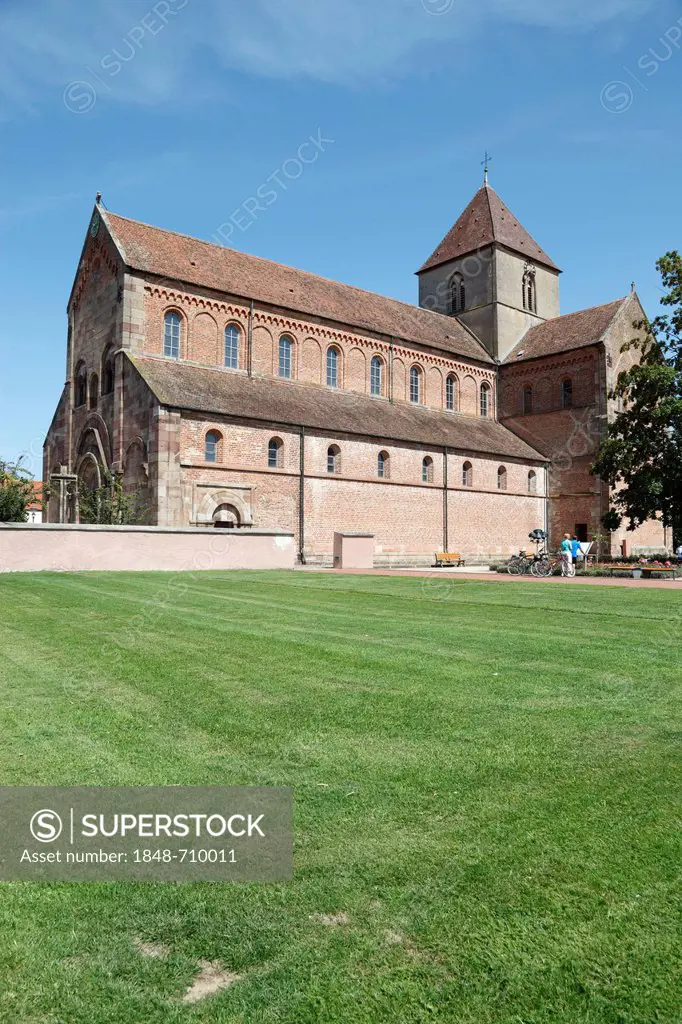 Schwarzach Minster, former Romanesque Abbey Church of St. Peter and Paul, southeast view, Benedictine Abbey of Schwarzach, Rheinmuenster, Baden-Wuertt...