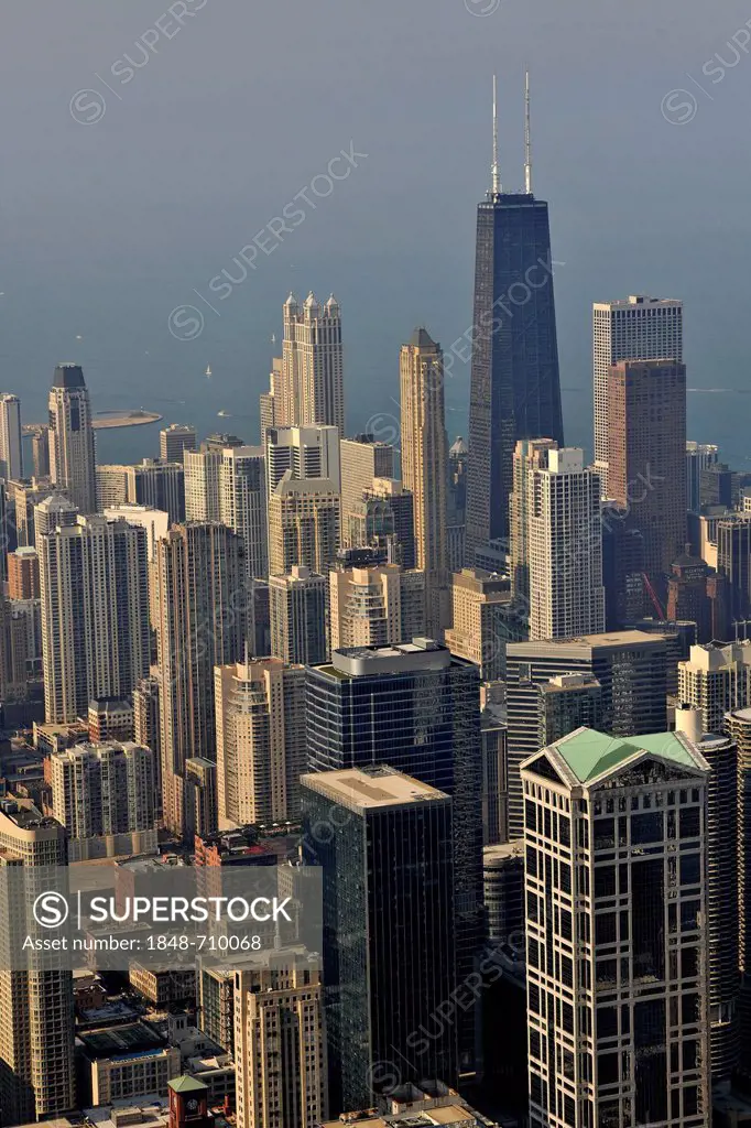 View of John Hancock Center, 900 North Michigan, skyscraper, Chicago, Illinois, United States of America, USA