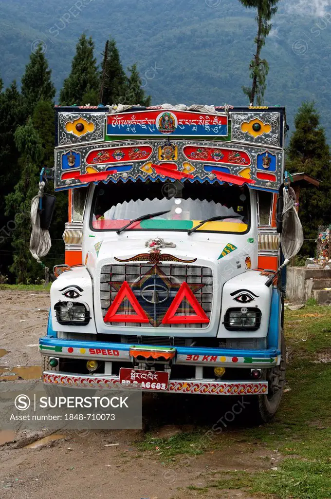 Colourful Bhutanese truck, Bhutan, South Asia
