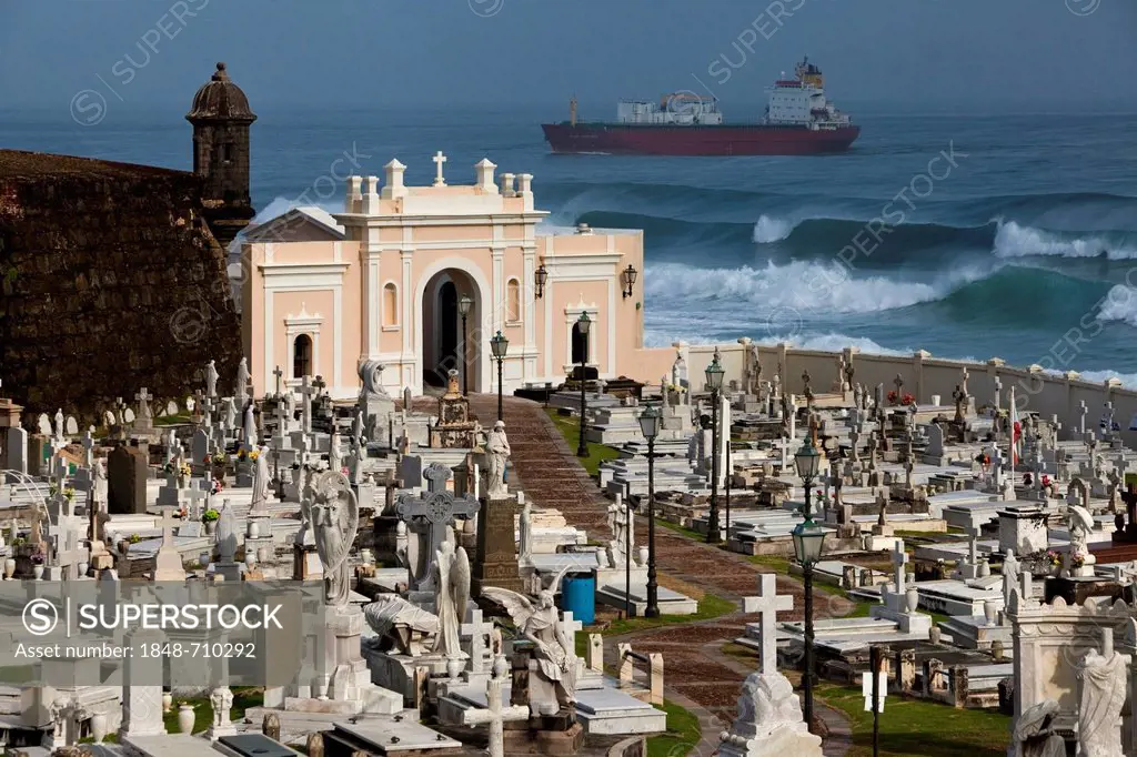 Municipal cemetery of Santa Maria Magdalena de Pazzis, on the Atlantic Coast, San Juan, Puerto Rico, unincorporated territory of the USA