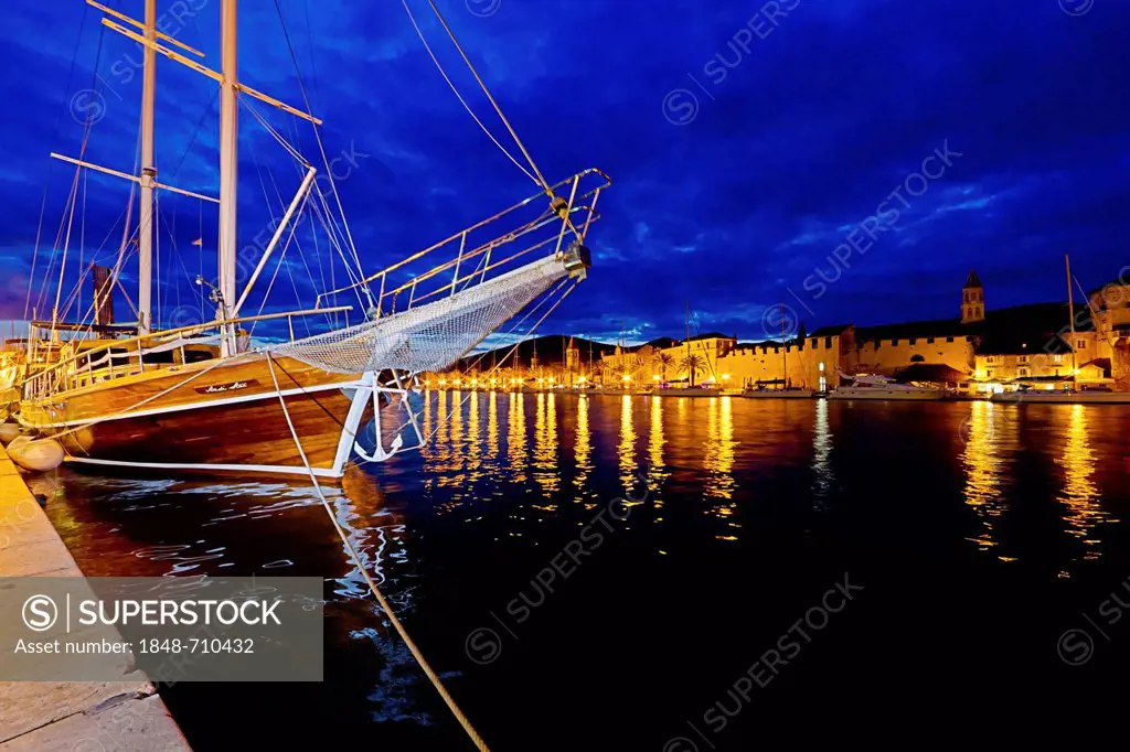 Old schooner in the port of Trogir, Split region, central Dalmatia, Dalmatia, Adriatic coast, Croatia, Europe, PublicGround