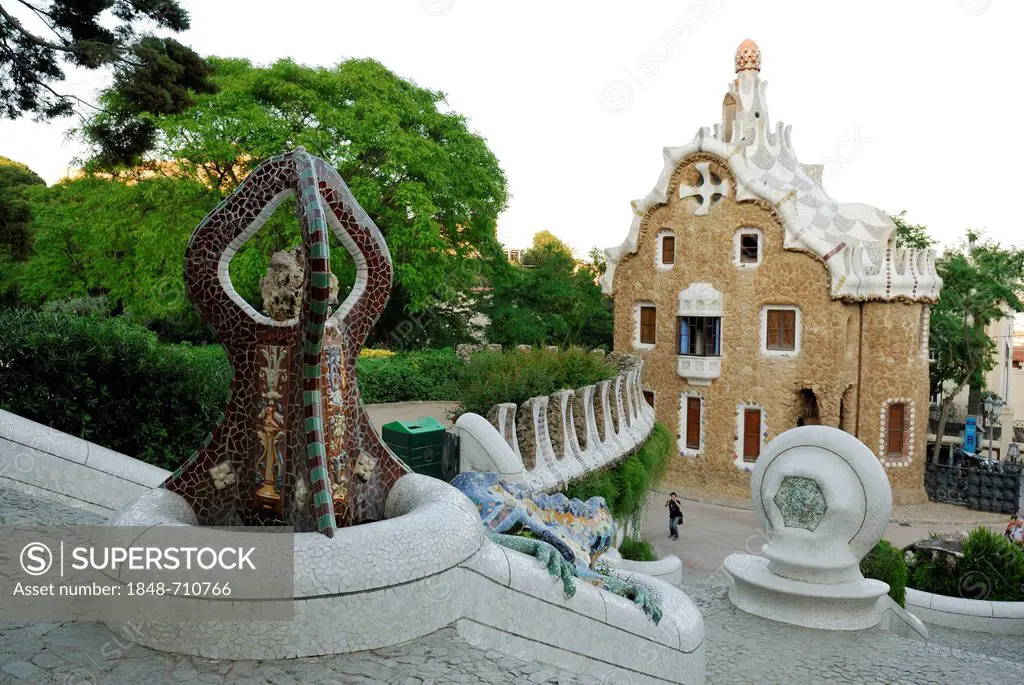 Park Gueell, designed by Antoni Gaudí, UNESCO World Cultural Heritage Site, Barcelona, Catalonia, Spain, Europe