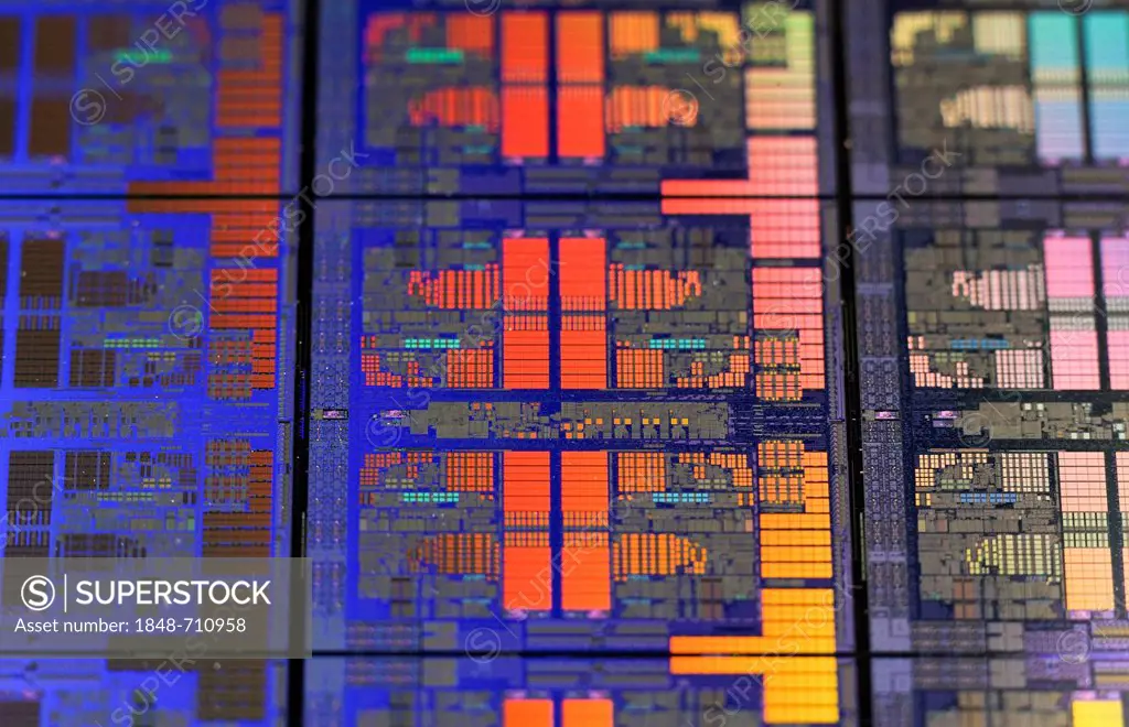 Computer chips side by side on a wafer