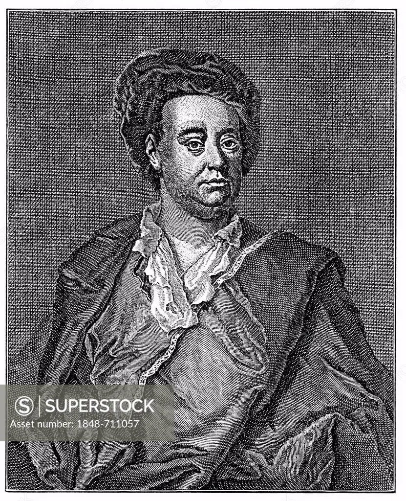 Historical engraving from 19th Century, portrait of James Thomson, 1700-1748, Scottish writer