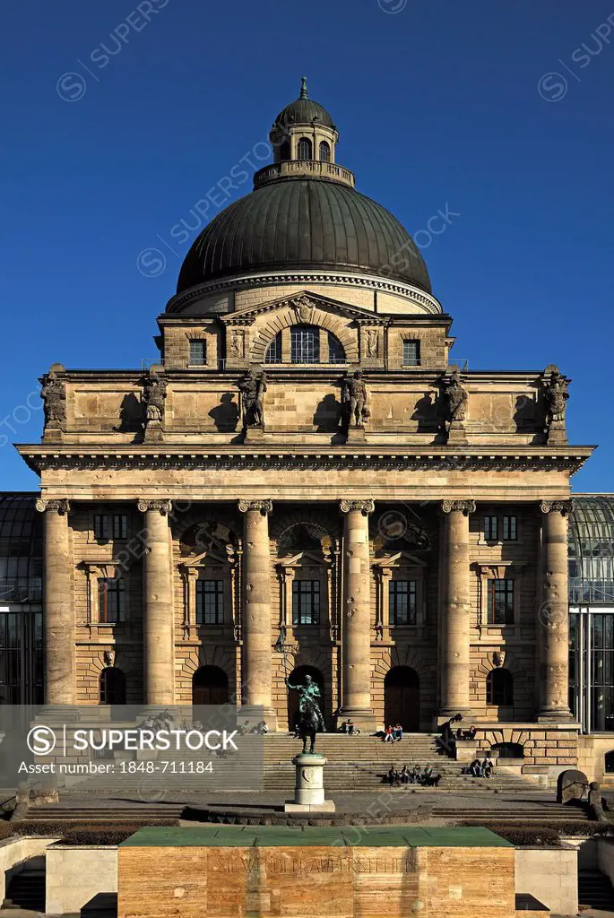 The retained central part of the former Bavarian Army Museum, today the Bavarian State Chancellery, Franz-Josef-Strauss-Ring street 1, Munich, Bavaria...