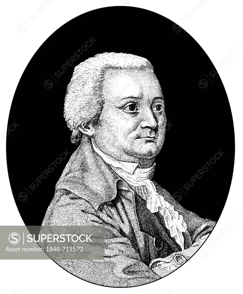 Historical illustration from the 19th century, portrait of August Wilhelm Iffland, 1759 - 1814, a German actor, director and playwright