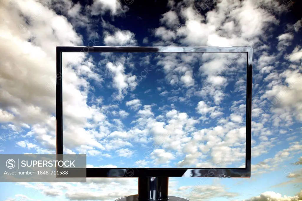 Computer, clouds, sky, symbolic image for cloud computing, cloud