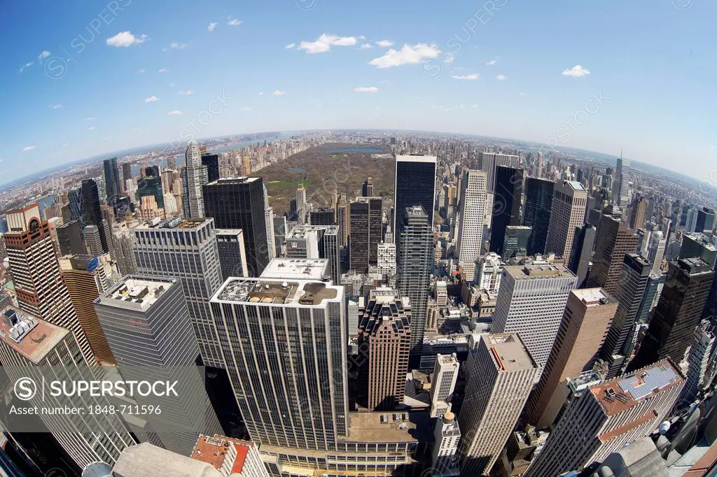 View from Rockefeller Center over the skyline with Central Park, New York City, New York, United States, North America