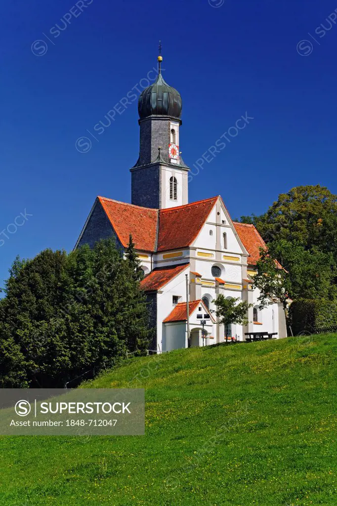 Pilgrimage church of St. Ottilia, Ostallgaeu, Hoermanshofen, Allgaeu, Bavaria, Germany, Europe, PublicGround