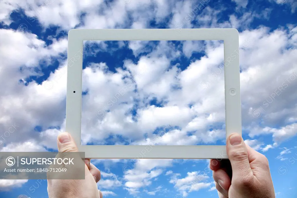 IPad, clouds, sky, symbolic image for cloud computing, cloud