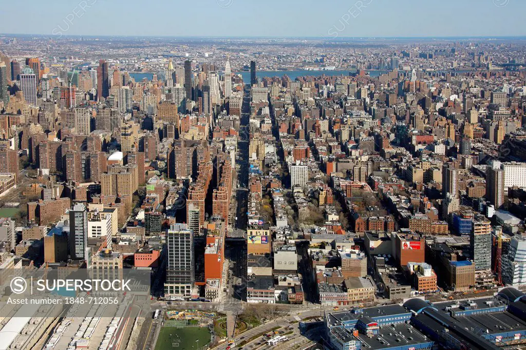 Aerial view, sightseeing flight, Manhattan, New York City, New York, United States, North America