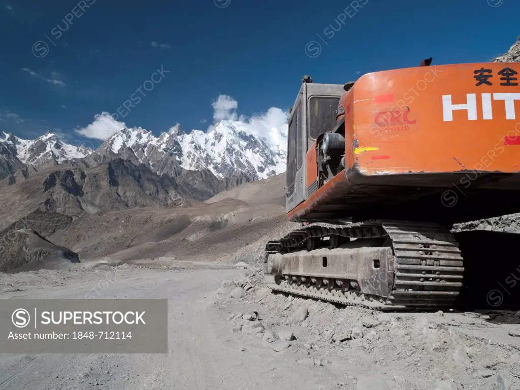 Road construction at Karakorum Highway, Gilgit, North West Frontier, Pakistan, South Asia