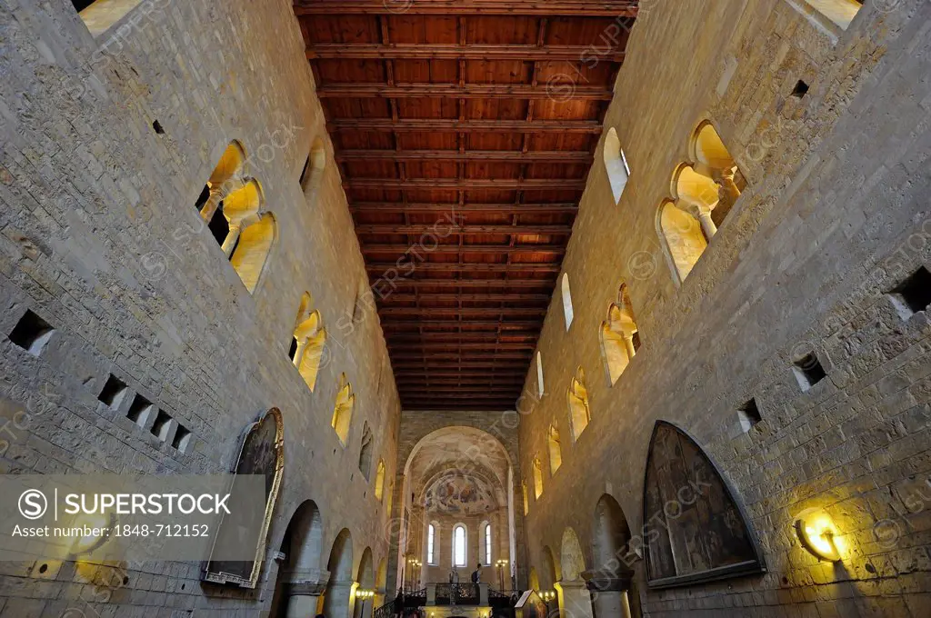 Interior of St. George's Basilica, Prague Castle, Prague Castle, Castle District, Hradcany, Prague, Bohemia, Czech Republic, Europe