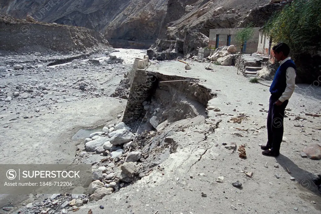 Destruction caused by the Sutlej river, Sumdo, Spiti, Himachal Pradesh, Indian Himalayas, North India, India, Asia