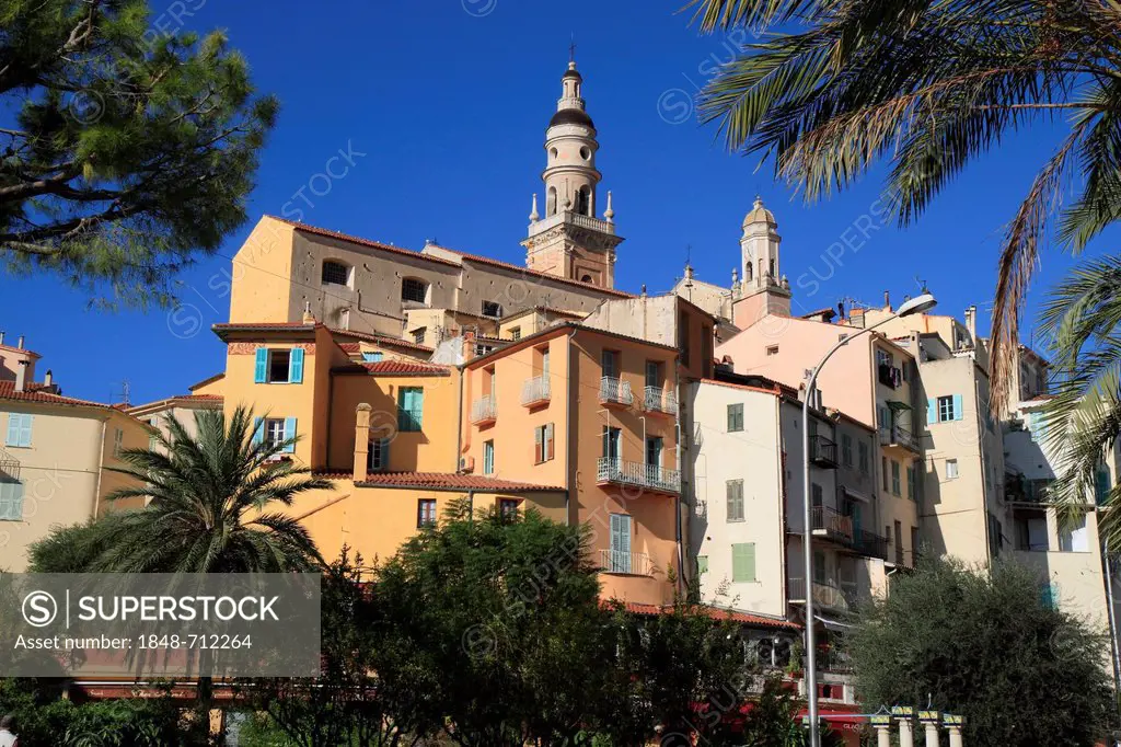 Historic centre and St. Michel church, Menton, Alpes-Maritimes department, Provence-Alpes-Cote d'Azur region, France, Europe