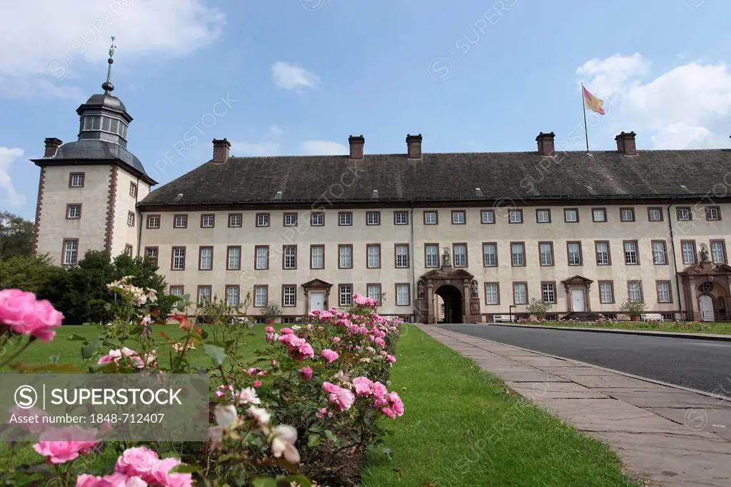 Schloss Corvey castle, former abbey, Hoexter, Weserbergland region, North Rhine-Westphalia, Germany, Europe