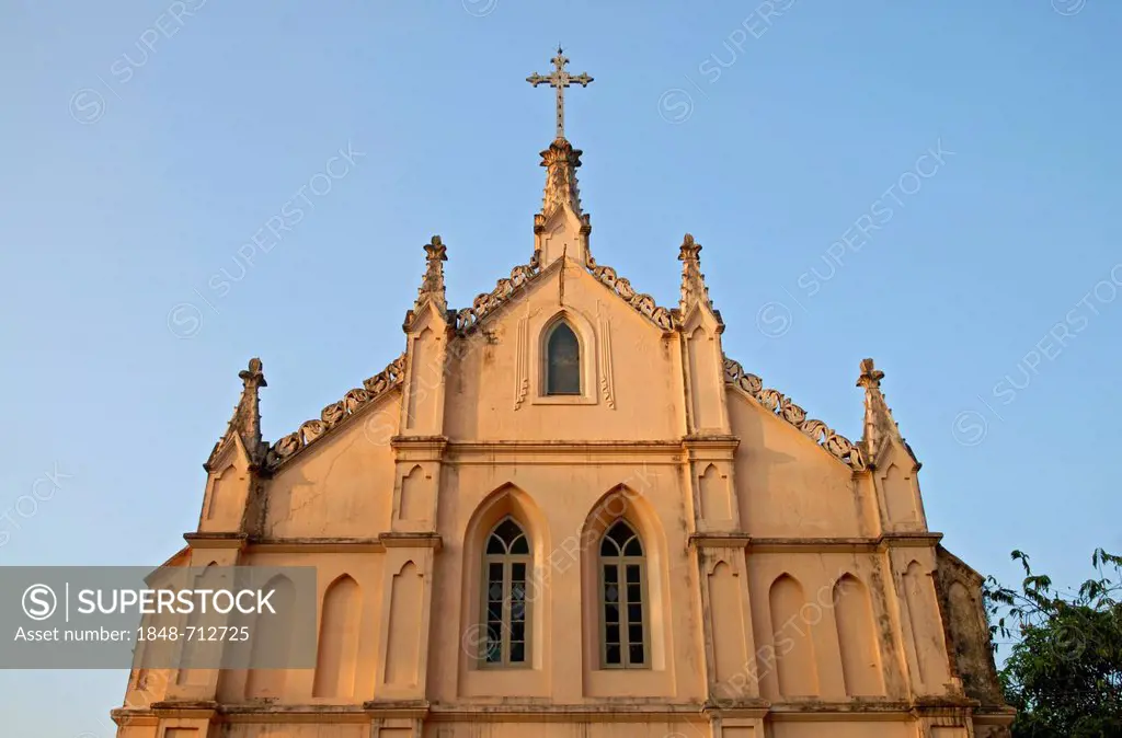 Gable of the church of St Josephs College in Alleppey, Kerala India