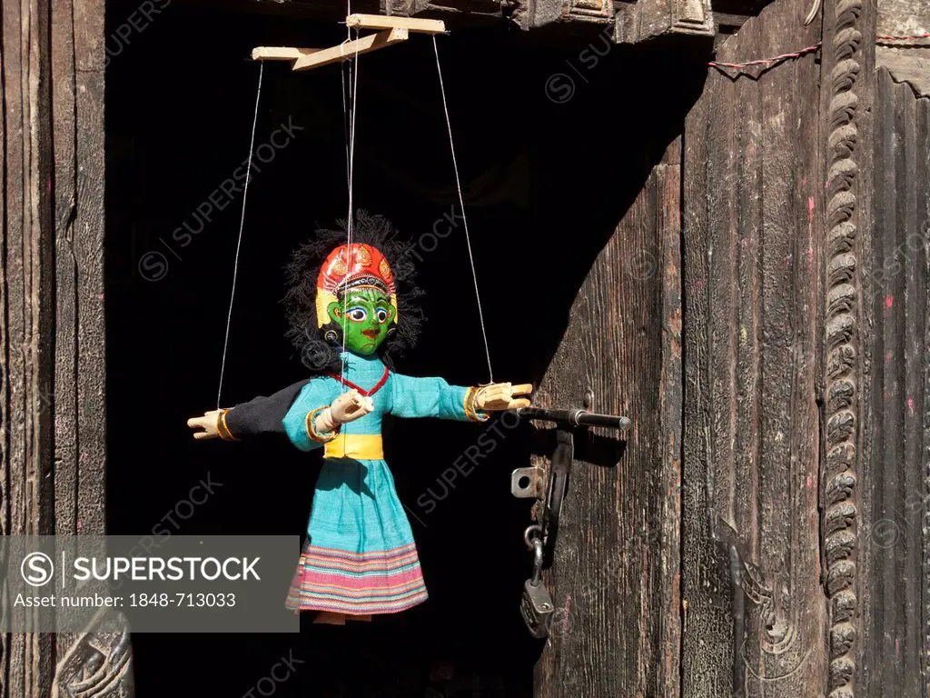 Marionette, souvenir for sale in the streets of Bhaktapur, Kathmandu, Nepal, South Asia