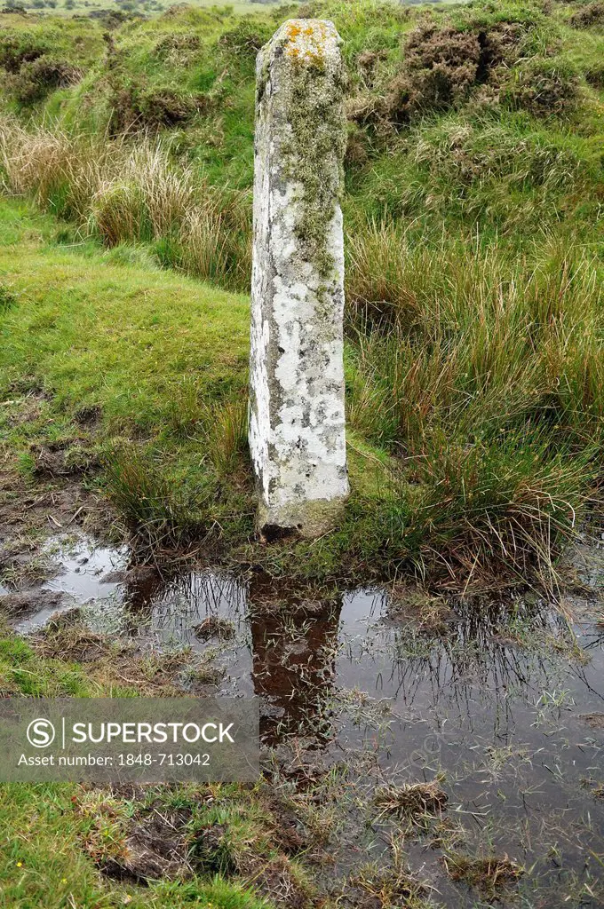 Route marker from 1816, Dartmoor, Minions, Dartmoor, Cornwall, England, United Kingdom, Europe