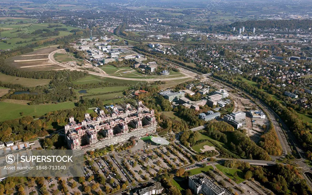 Aerial view, Universitaetsklinikum Aachen, University Hospital Aachen, North Rhine-Westphalia, Germany, Europe