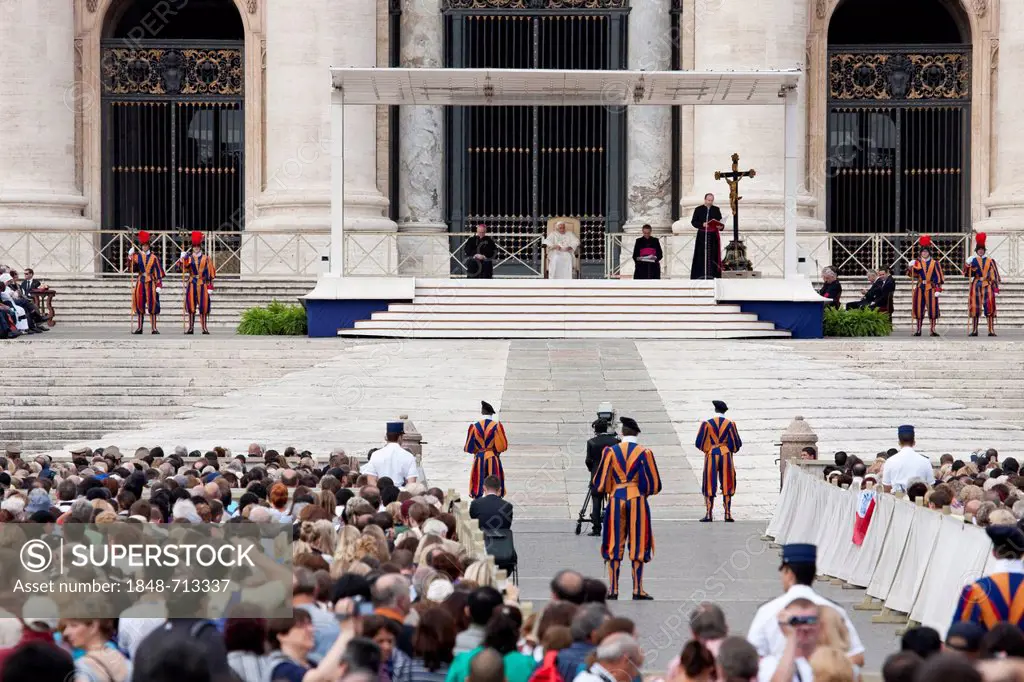 Pope Benedict XVI during the general audience in St. Peter's Square, Rome, Italy, Europe
