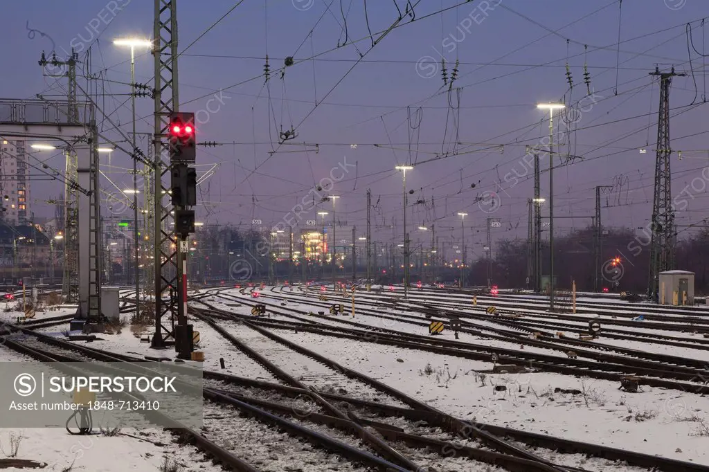 Railway tracks, Stuttgart, Baden-Wuerttemberg, Germany, Europe