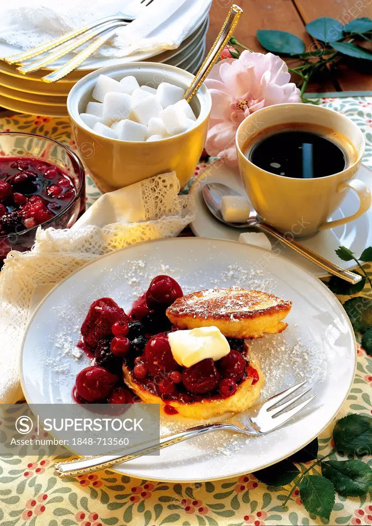Yeast pancakes with berries, Czech Republic