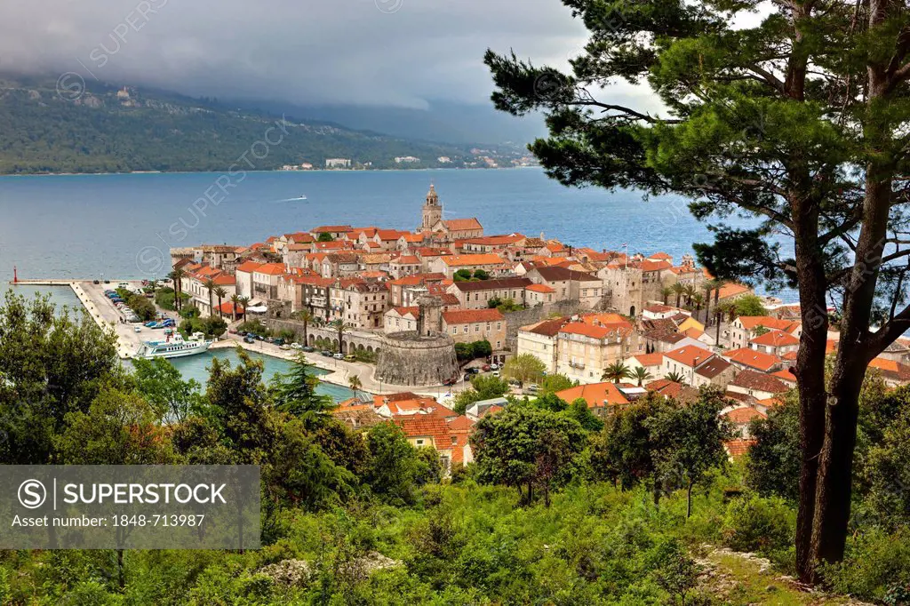View of Korcula, central Dalmatia, Dalmatia, Adriatic coast, Croatia, Europe, PublicGround