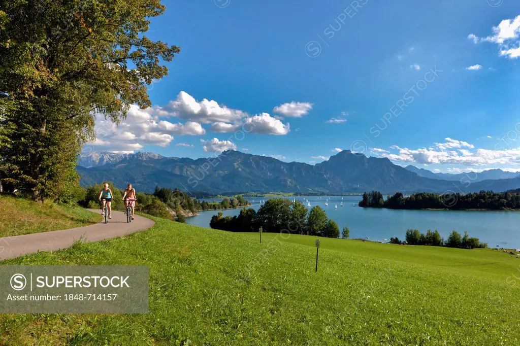 View over Lake Forggensee, Upper Bavaria, Bavaria, Germany, Europe, PublicGround
