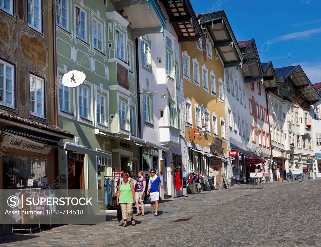 Historic district, Marktstrasse street, Bad Toelz, Upper Bavaria, Bavaria, Germany, Europe, PublicGround