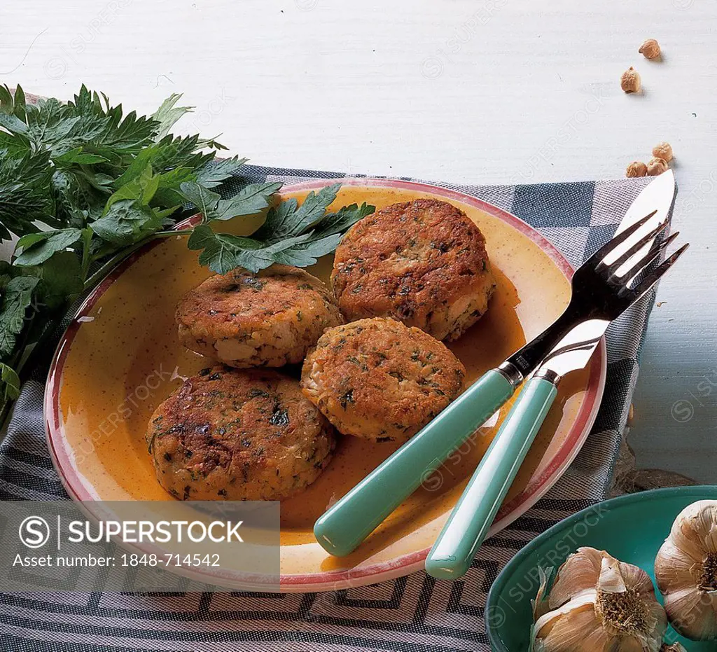 Chickpea fritters, whole food cuisine, Greece
