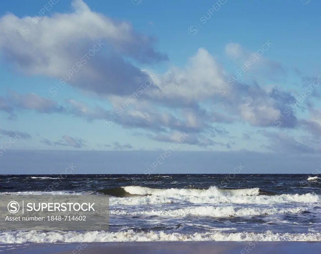 Waves, Baltic Sea, western beach, Darss, Western Pomerania Lagoon Area National Park, Mecklenburg-Western Pomerania, Germany, Europe