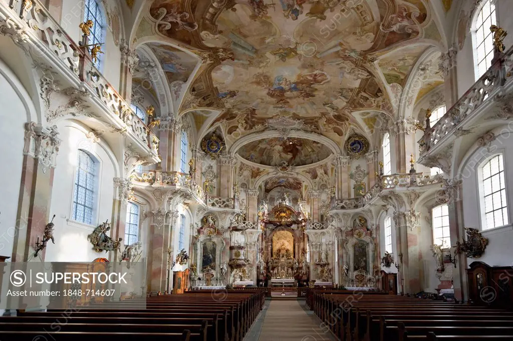 Baroque pilgrimage church of Birnau, near Uhldingen on Lake Constance, Baden-Wuerttemberg, Germany, Europe