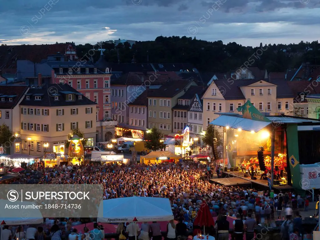 Samba festival Coburg, stage in Schlossplatz square, Schloss Ehrenburg Castle, Coburg, Upper Franconia, Franconia, Bavaria, Germany, Europe