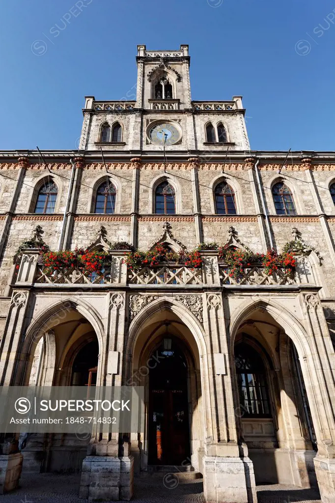 Neo-Gothic town hall in Weimar, Thuringia, Germany, Europe