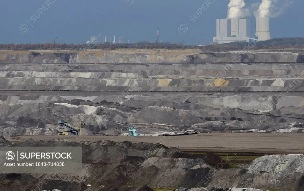 Schleenhain brown coal opencast mine and Lippendorf power plant, Saxony, Germany, Europe