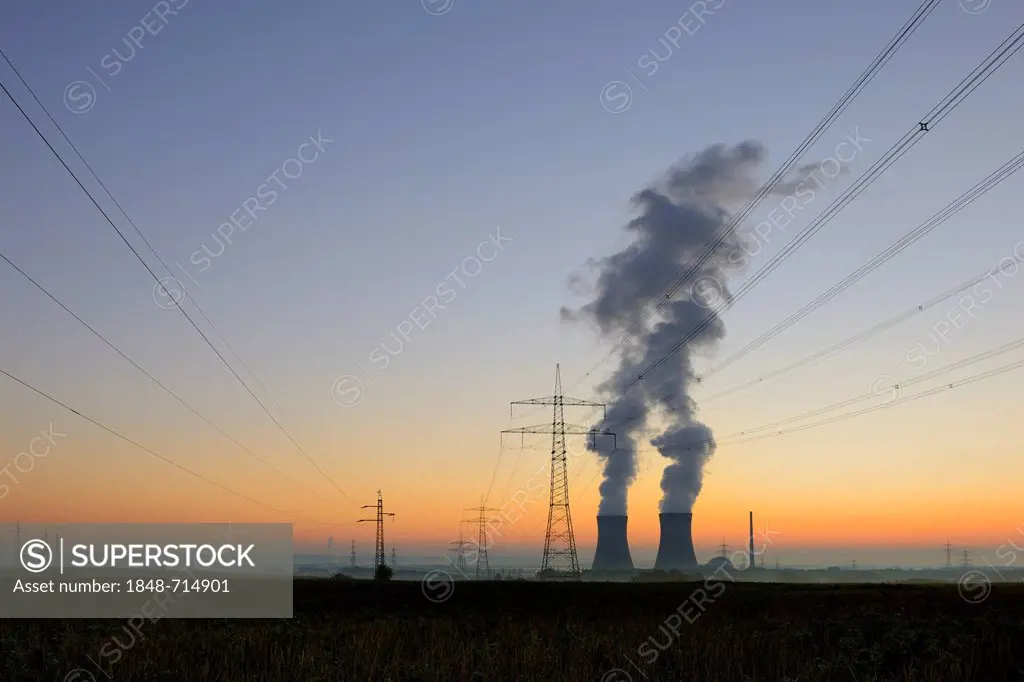 E.ON Grafenrheinfeld Nuclear Power Plant, cooling towers, Schweinfurt, Bavaria, Germany, Europe