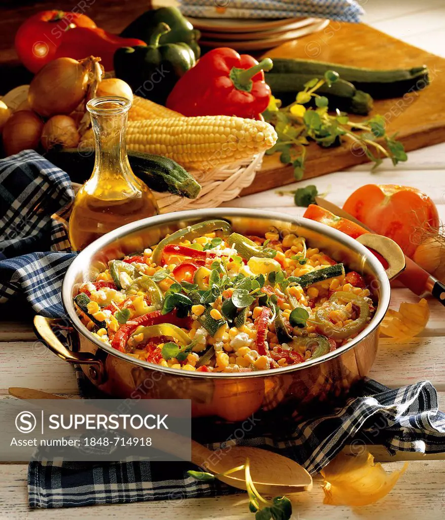 Pepper-sweetcorn stew, vegetarian stew, USA