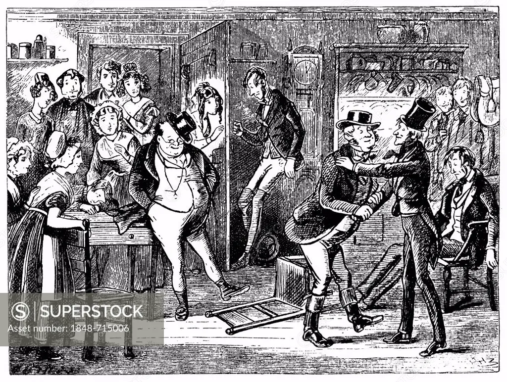 Historical engraving from the 19th Century, illustration from The Pickwick Papers or The Posthumous Papers of the Pickwick Club, first novel by Charle...