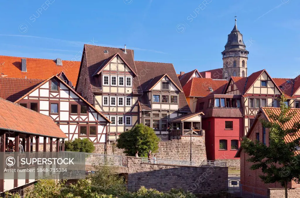 Historic town centre with St. Blasius Church, Hannoversch Muenden, Lower Saxony, Germany, Europe