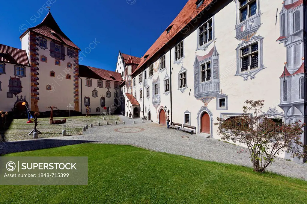The monastery of St. Mang, a former Benedictine monastery in the diocese of Augsburg, Fuessen, Ostallgaeu, Allgaeu, Swabia, Bavaria, Germany, Europe, ...